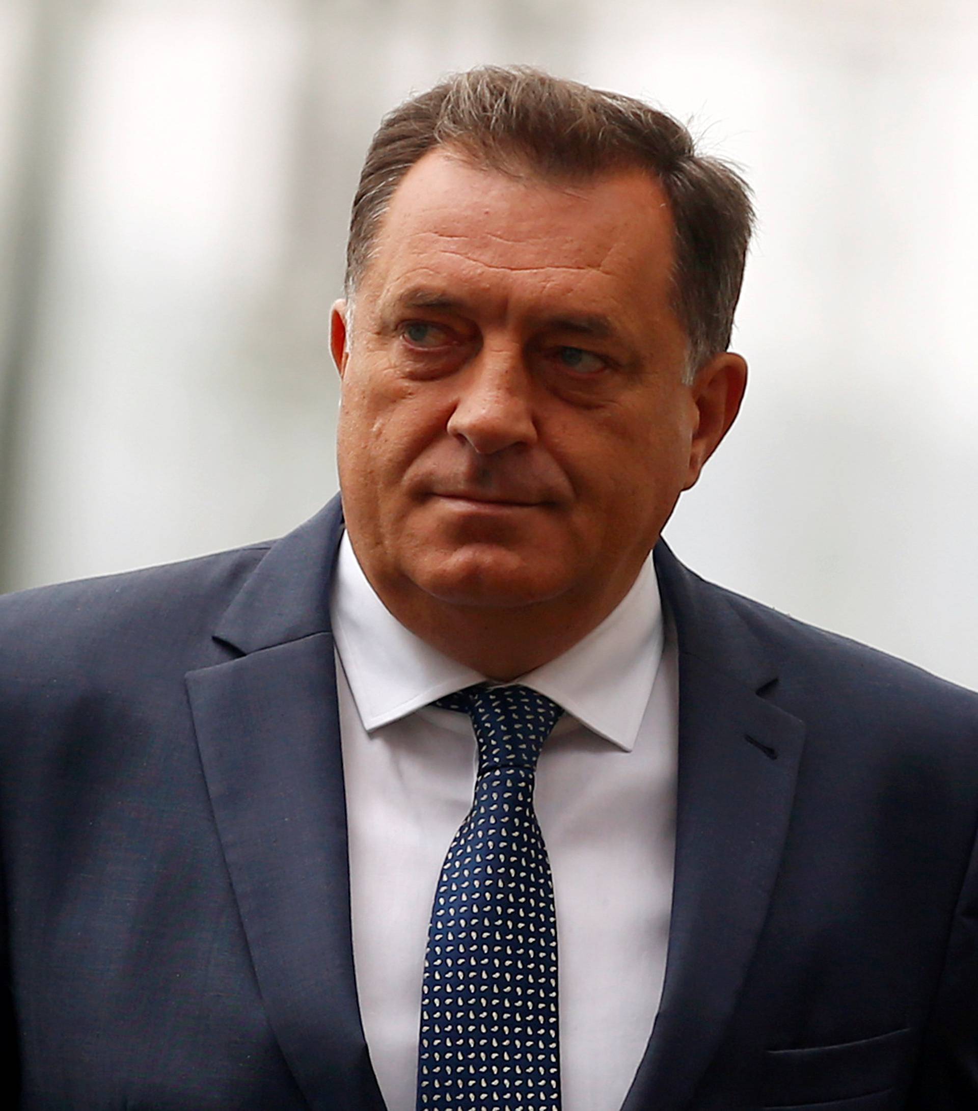 President of the Republika Srpska, Milorad Dodik, arrives to the ceremony marking the official commissioning of 300 MW coal-fired power plant in Stanari near Doboj