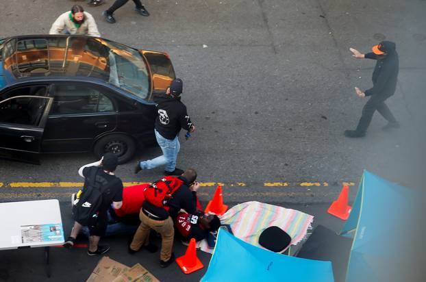 Protest against racial inequality in the aftermath of the death in Minneapolis police custody of George Floyd, in Seattle