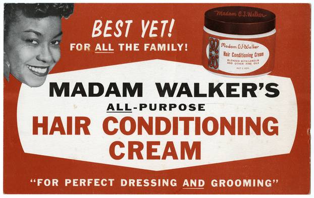 Circa 1940s advertising sign for Madam CJ Walker