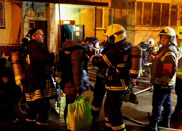 Aftermath of a Russian missile and drone attack, in Kyiv