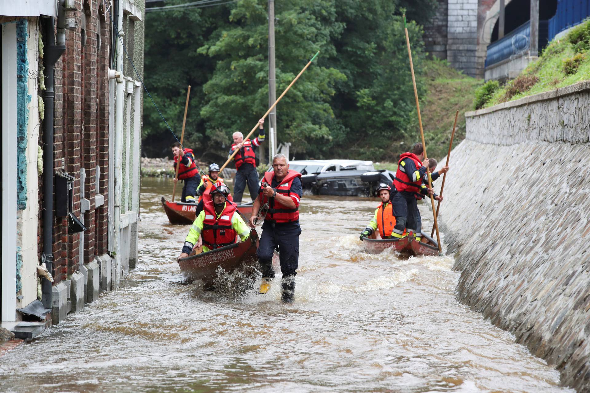 Heavy rainfalls, in Pepinster, Belgium