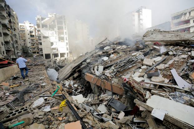 Aftermath of Israeli strikes on Beirut's southern suburbs