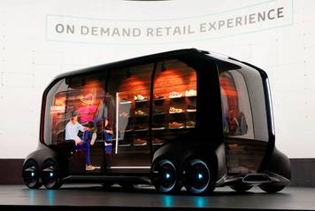 Toyota Motor Corporation, displays the "e-Pallete", a new fully self-driving electric concept vehicle, in Las Vegas