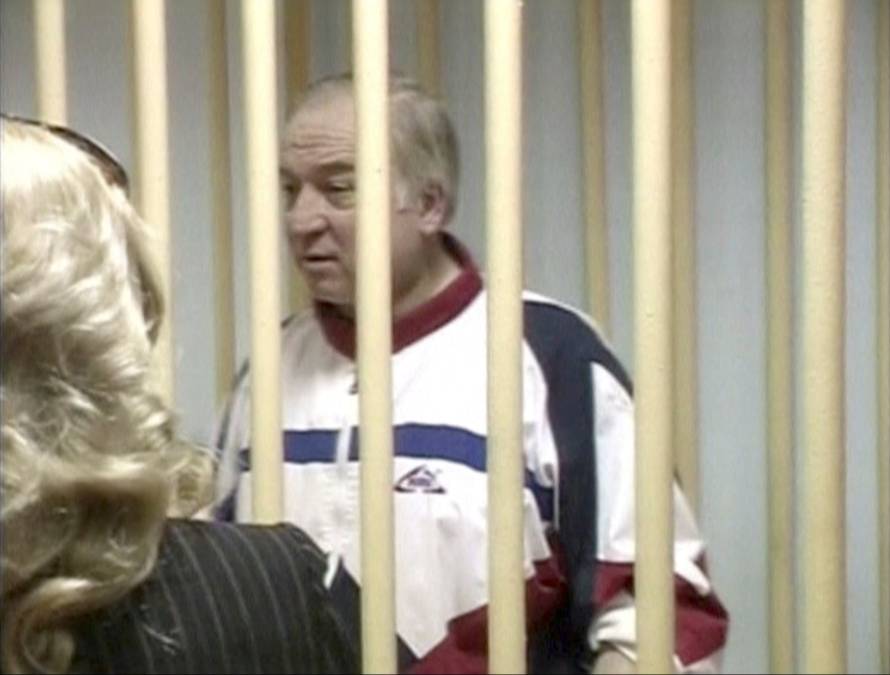 A still image taken from video shows Skripal, a former colonel of Russia's GRU military intelligence service, attending a hearing at the Moscow military district court