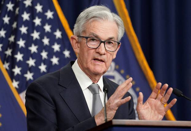 FILE PHOTO: Federal Reserve Chairman Jerome Powell speaks at a press conference in Washington