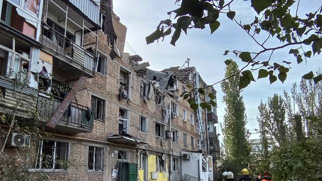Apartment building damaged by Russian military strike in Mykolaiv