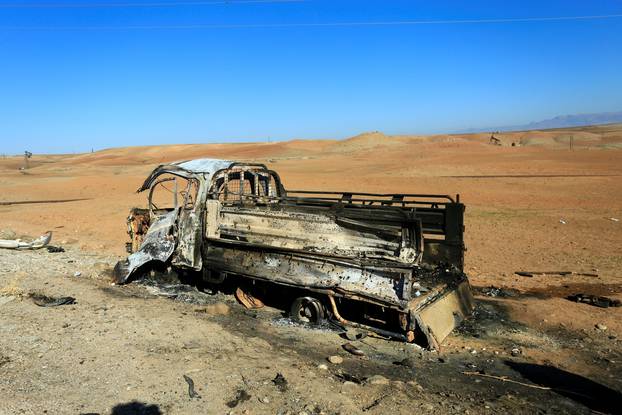 Aftermath of airstrikes Turkey's defence ministry says it carried out, in Derik