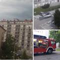 Tuča u Samoboru, jak vjetar u Zagrebu odnio krov sa zgrade