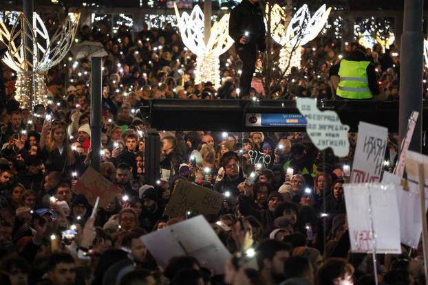 Anti-government protest following the Novi Sad railway station disaster, in Belgrade