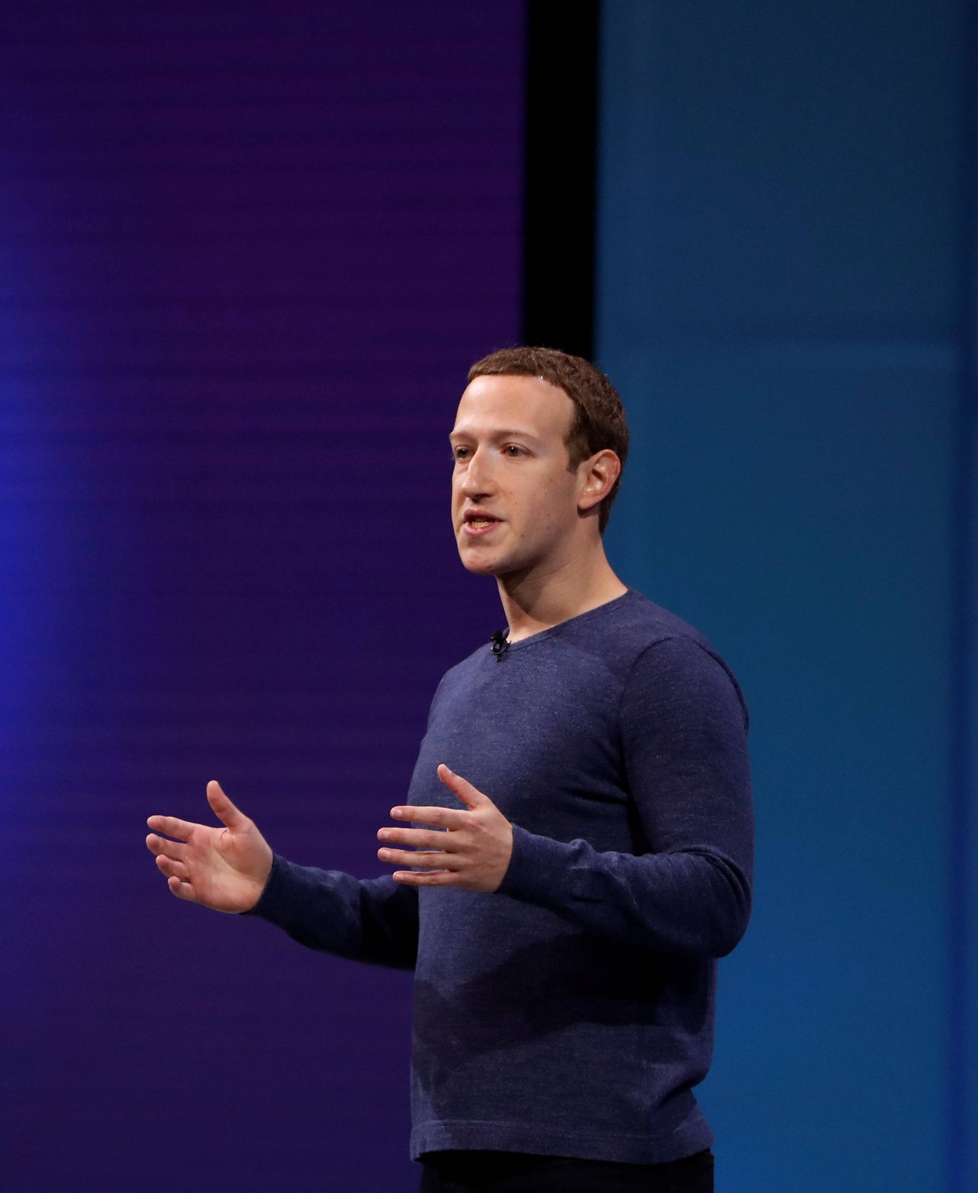 FILE PHOTO: Facebook CEO Mark Zuckerberg speaks at Facebook Inc's annual F8 developers conference in San Jose