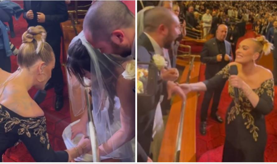 Mladenki se Adele potpisala na vjenčanicu: 'Izašla sam ranije s ceremonije zbog ovog koncerta'