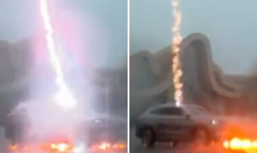 VIDEO Jeste li se pitali što se dogodi kada grom udari u el. auto? Ovog je pogodio tri puta