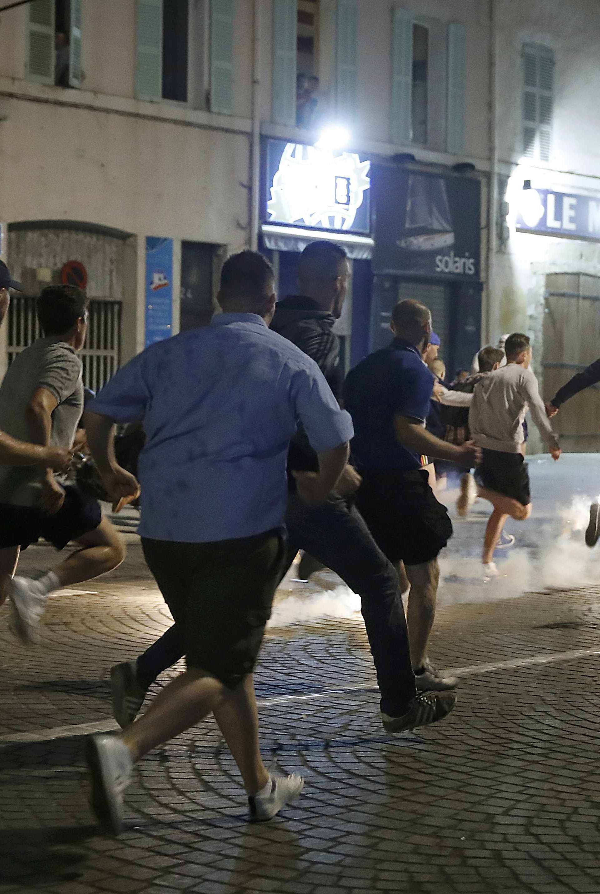 Local youths and supporters clash ahead of England's EURO 2016 match against Russia in Marseille