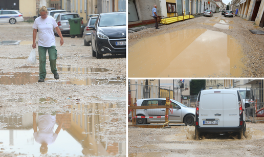 FOTO Blatnjave lokve po centru Karlovca: Kiša napunila ulice na Zvijezdi na kojoj traju radovi