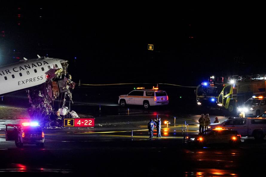 Air Canada Express jet collides with a ground vehicle at LaGuardia airport