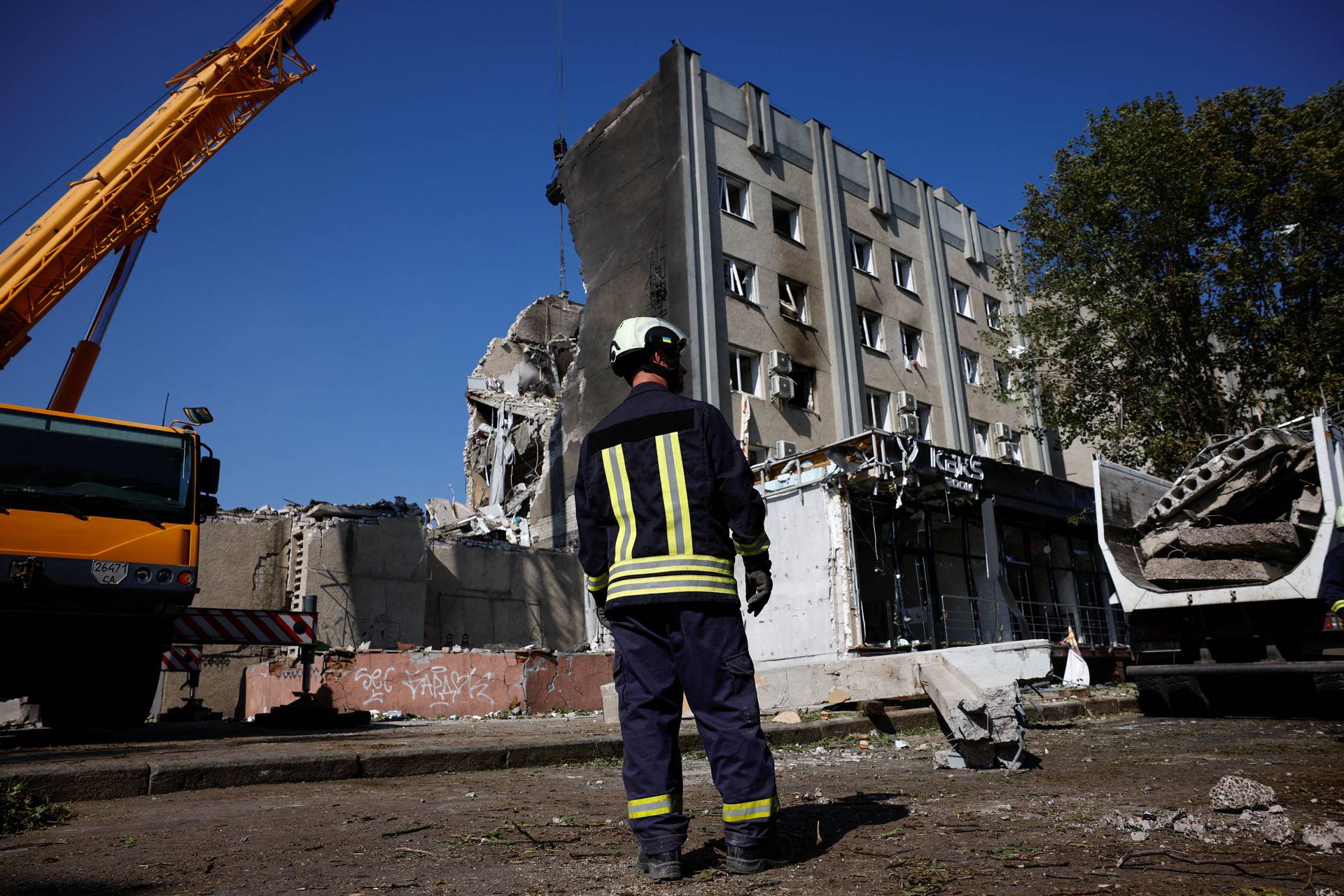 Aftermath of a Russian missile strike in Cherkasy