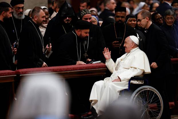 Vespers prayer service on the Feast of the Presentation of the Lord in St. Peter's Basilica at the Vatican