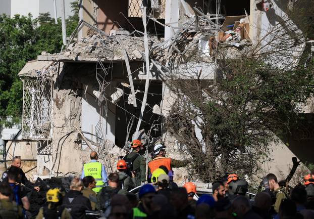 Aftermath of Iranian missile barrages in central Israel