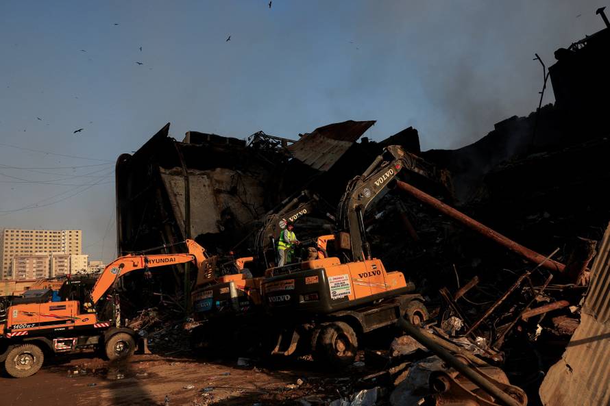 Aftermath of fire in a shopping mall in Karachi