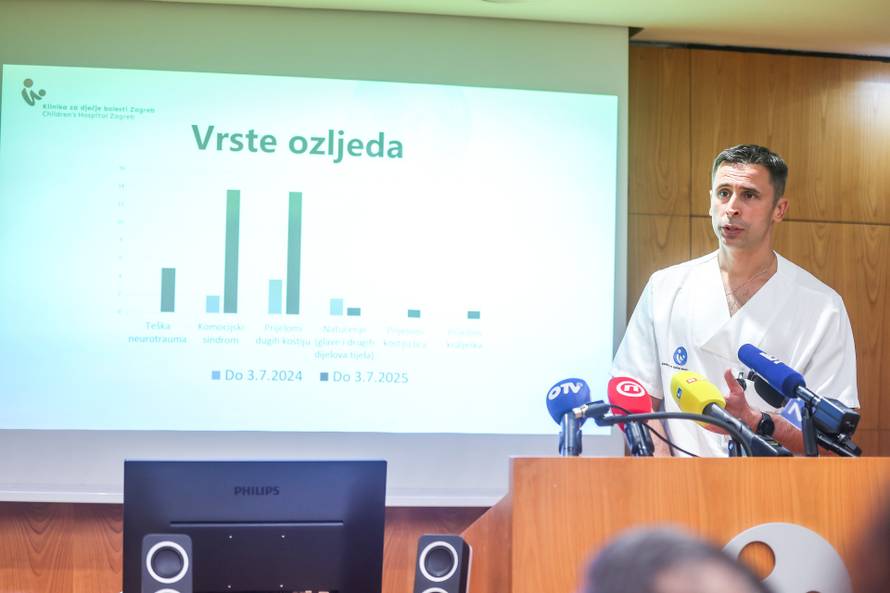 Zagreb: Predstavnici Klinike za dječje bolesti o porastu broja teških ozljeda uslijed padova s
električnih romobila