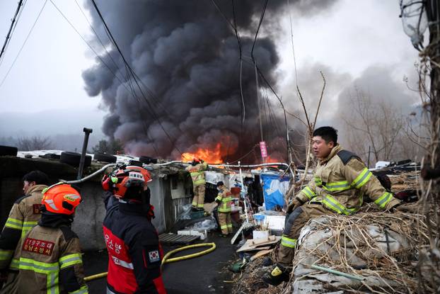 Fire at Guryong village, in Seoul