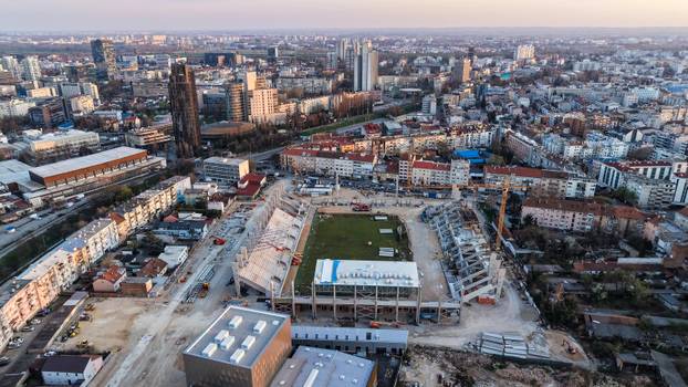 Zagreb: Fotografije iz zraka radova na novom stadionu u Kranjčevićevoj