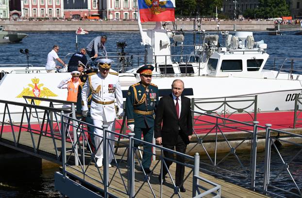 Russian President Putin attends Navy Day parade in St Petersburg