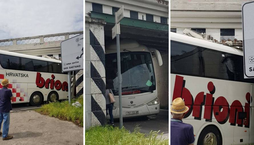 Autobus s učenicima  iz Istre 'zaglavio'  ispod mosta u Italiji