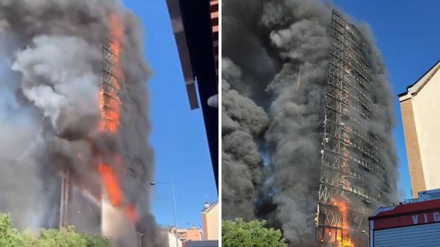 Veliki požar progutao neboder u Milanu, ostao je samo 'kostur'