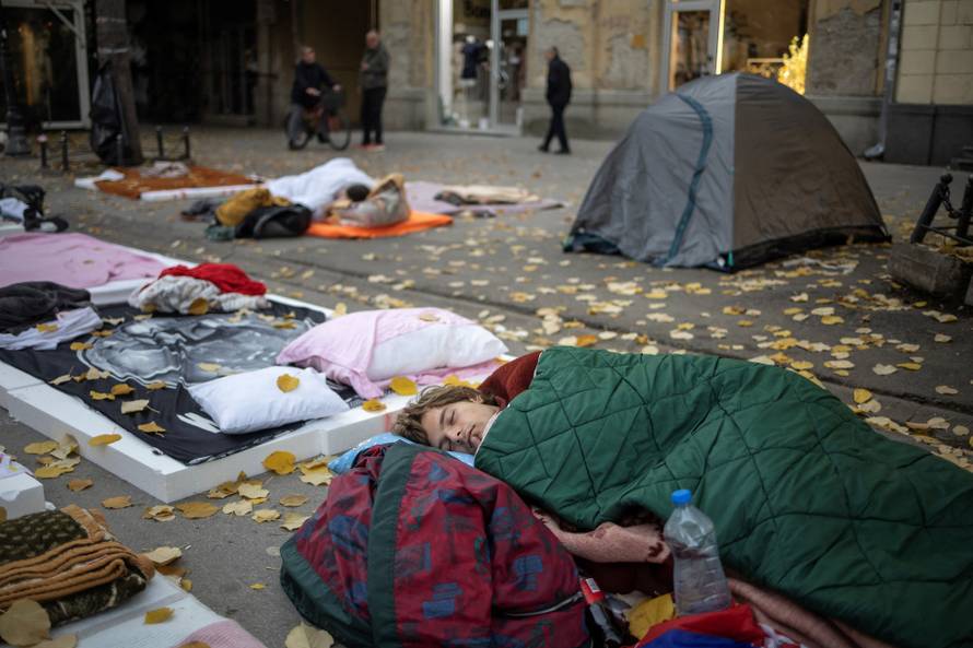 Protest march following the deadly November 2024 Novi Sad railway station canopy collapse, in Indjija