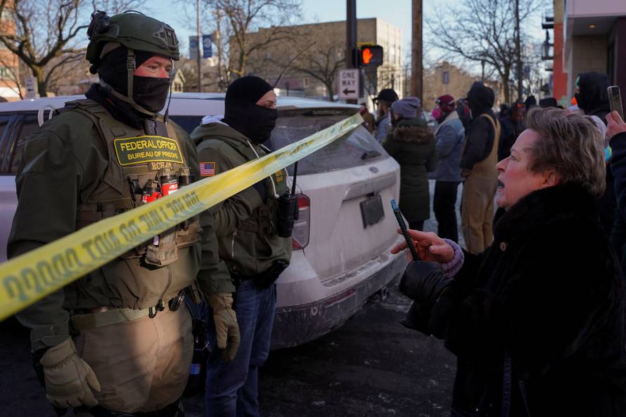 Protest against ICE after federal agents fatally shot a man while trying to detain him, in Minneapolis