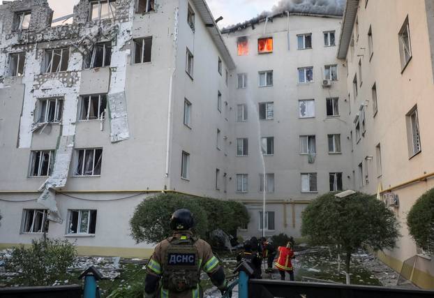 Aftermath of a Russian drone attack in Kharkiv