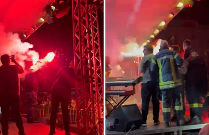 Šef zaprešićke HVIDRA-e mahao bakljama pa se slučajno zapalio dok je Škoro pjevao 'Sude mi'