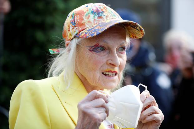 Vivienne Westwood demonstrates outside the Old Bailey in support of Julian Assange, in London