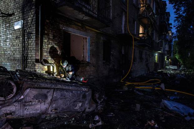 Aftermath of Russian missile and drone attack in Kyiv