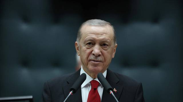 Turkey's President Erdogan addresses AKP lawmakers at the Parliament in Ankara