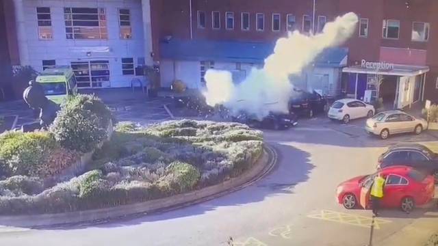 Surveillance camera footage shows a taxi exploding outside Liverpool Women's hospital in Liverpool