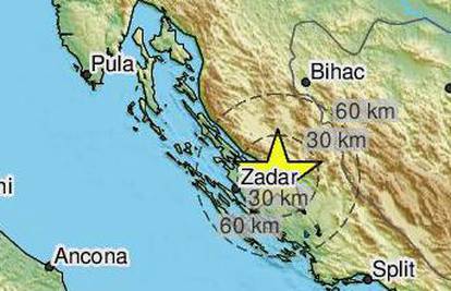 Potres jačine 2,6 zatresao je Zadar i okolicu: 'Cijela kuća se tresla. Prvo tutnjava pa udar'