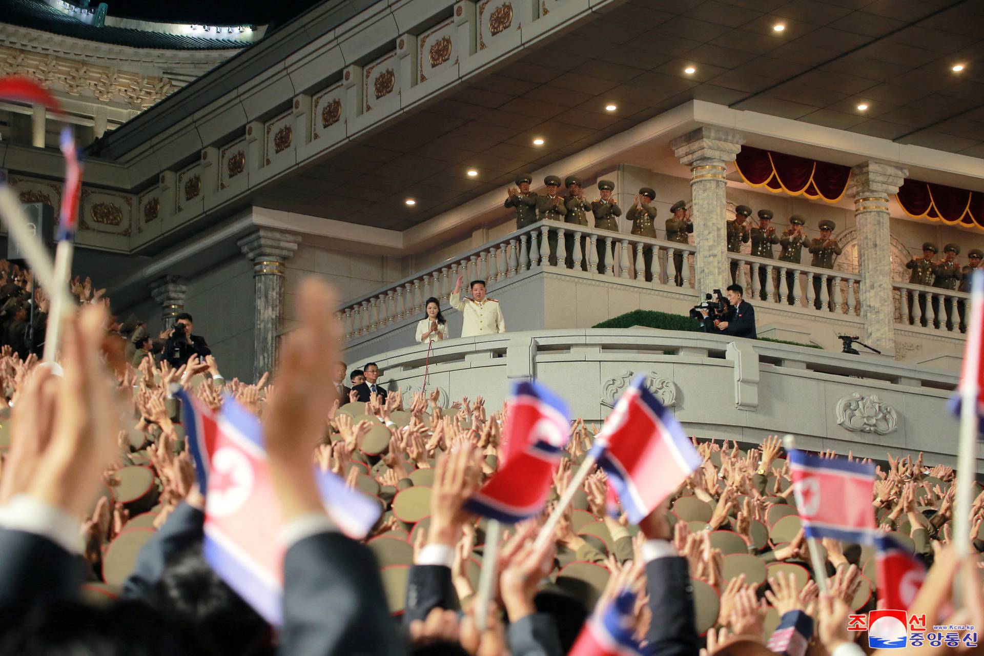 Nighttime military parade to mark the 90th anniversary of the founding of the Korean People's Revolutionary Army in Pyongyang