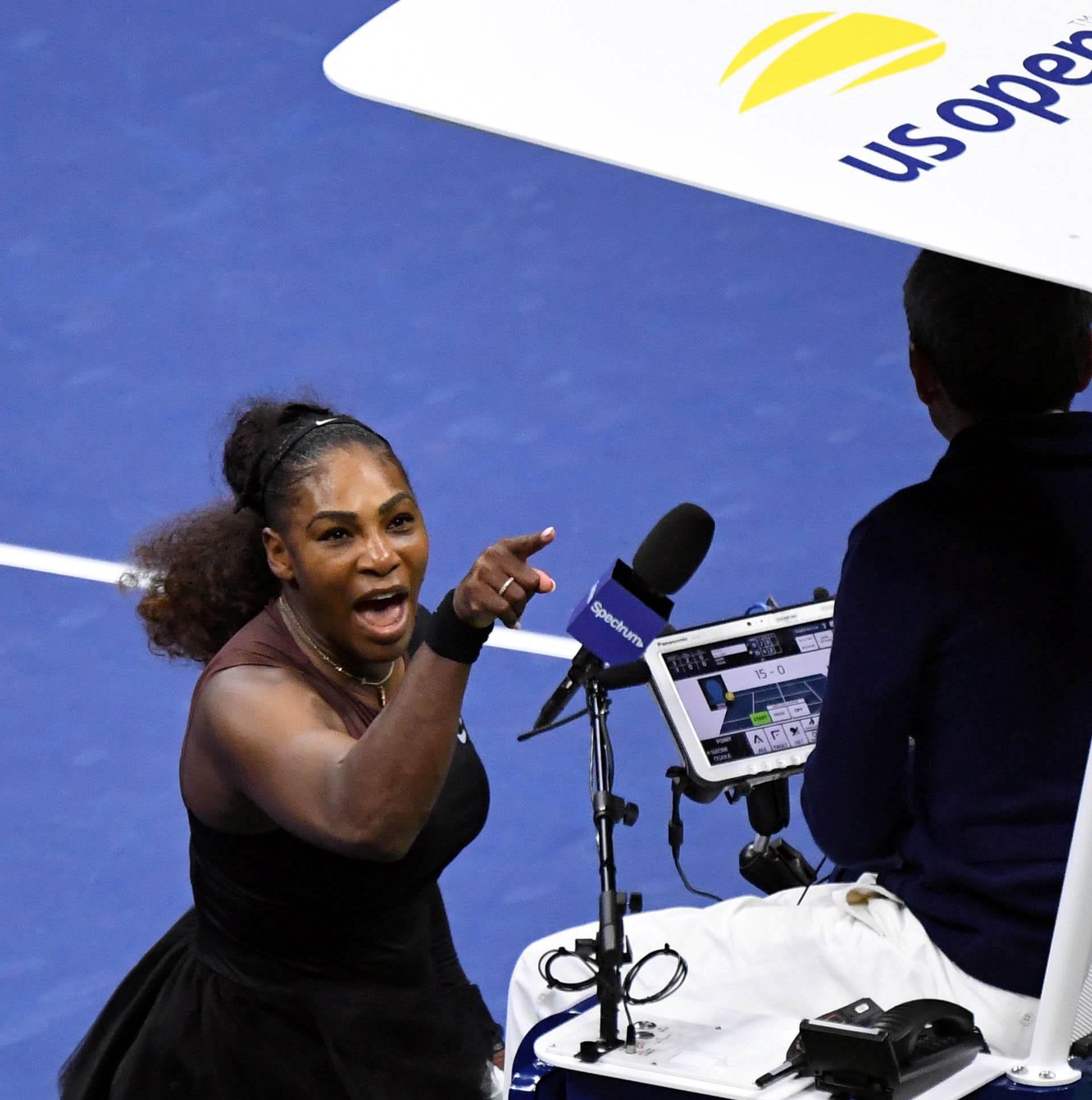 FILE PHOTO: Serena Williams of the United States yells at chair umpire Carlos Ramos on day thirteen of the 2018 U.S. Open tennis tournament in New York