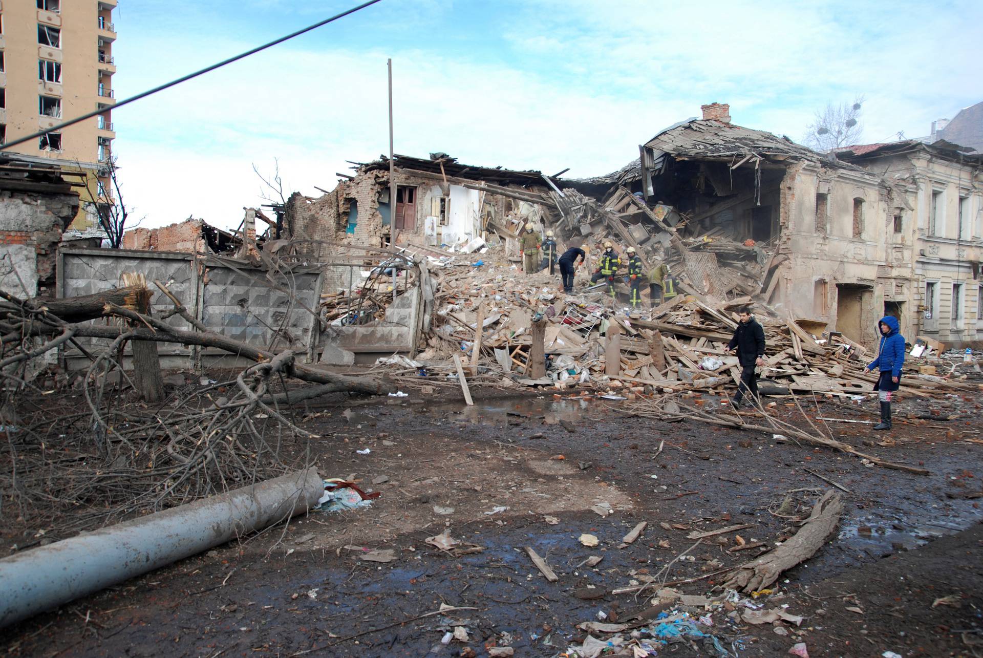 A view shows buildings damaged by recent shelling during Russia's invasion of Ukraine in Kharkiv