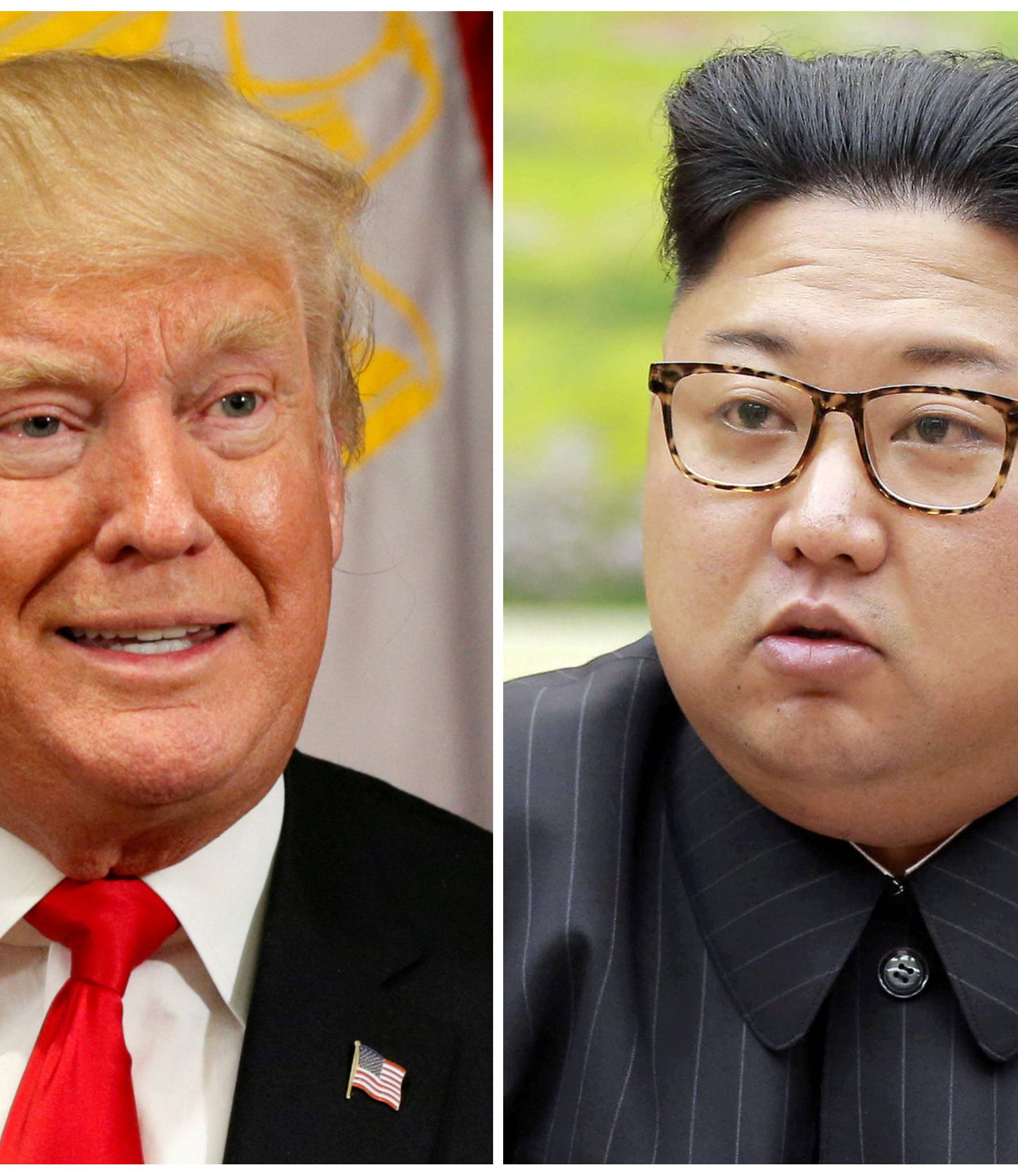 FILE PHOTOS: A combination photo shows Trump in New York and North Korean leader Jong Un in Pyongyang,