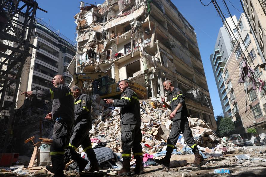 Aftermath of an Israeli strike carried out on Wednesday, in Ain Al Mraiseh in Beirut