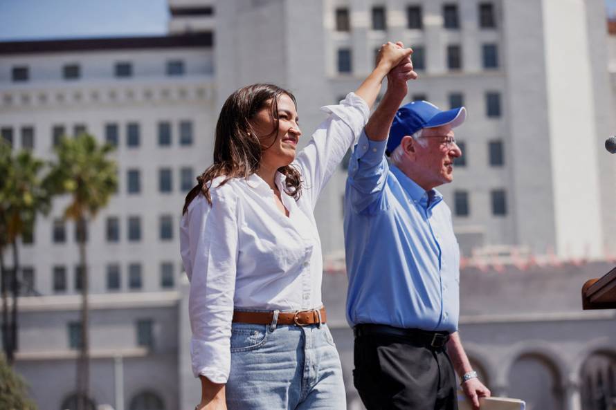 U.S. Sen. Sanders and U.S. Rep. Ocasio-Cortez hold a rally in Los Angeles
