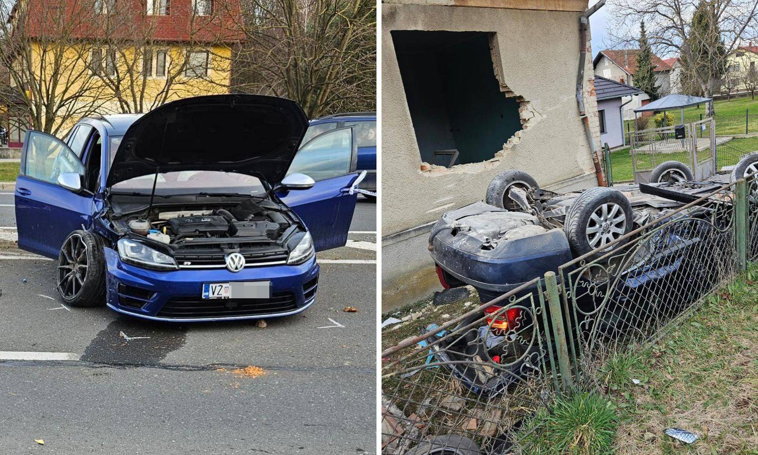 Bizarna nesreća kod Varaždina: Pretjecao je, zabio se u auto pa odletio u kuću. Pet ozlijeđenih