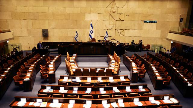 A general view shows the plenum at the Knesset, Israel's parliament, in Jerusalem