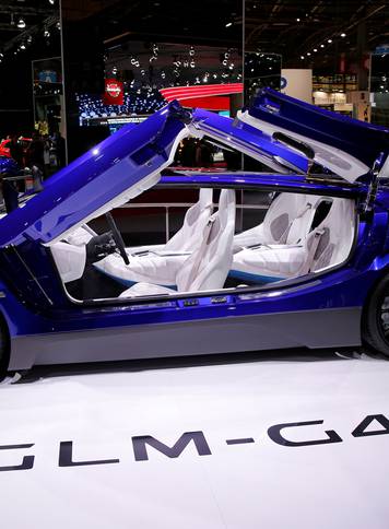 The sports car with electric drive Roadyacht GLM-G4 is displayed on media day at the Paris auto show, in Paris