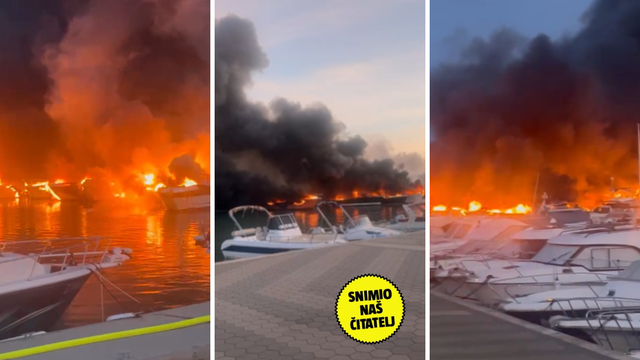 VIDEO Strašna buktinja u marini u Medulinu: Vatra u potpunosti progutala najmanje 20 brodica