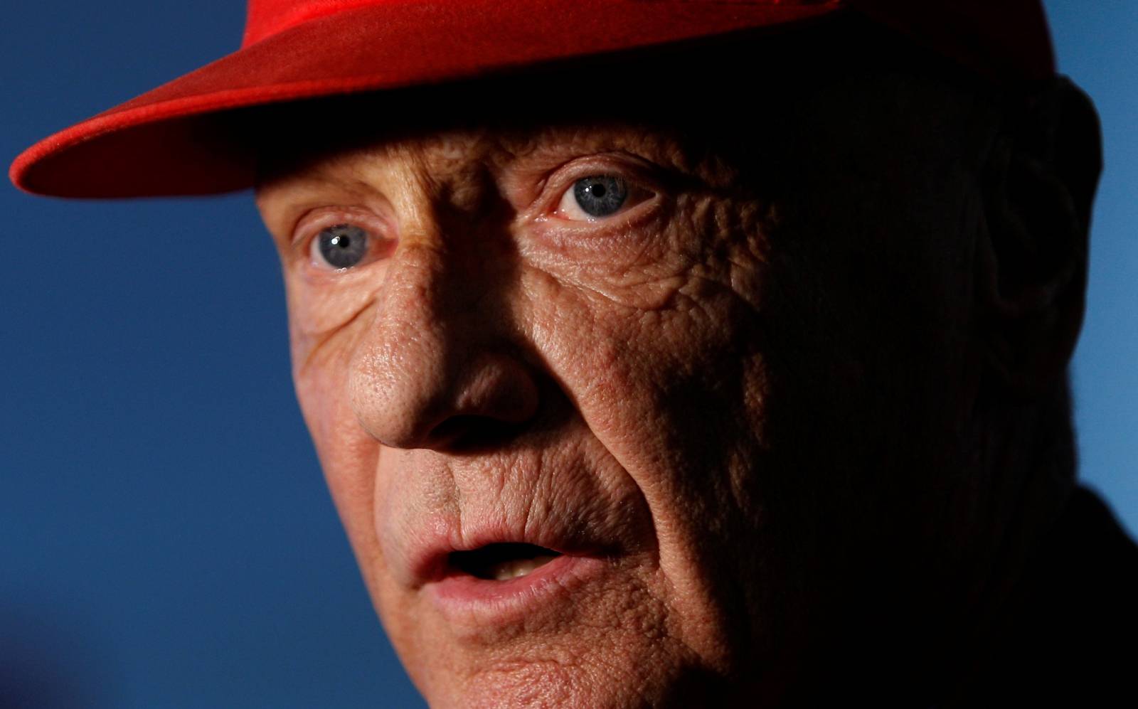 FILE PHOTO: Niki Lauda, President of Niki low cost airline and former World Champion Formula One driver, answers journalists questions at the Vienna international Airport