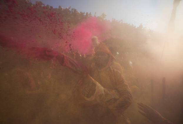 "Lathmar Holi" celebrations in Nandgaon village